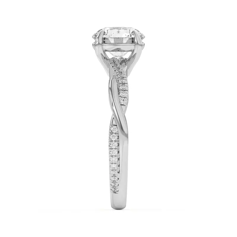 18K White Gold Debra Twisted Pavé Engagement Ring