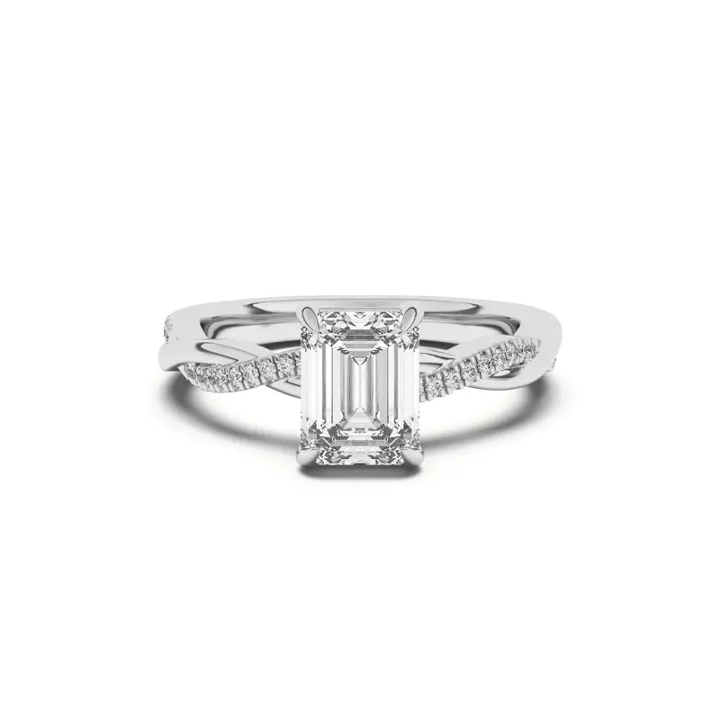 18K White Gold Debra Twisted Pavé Engagement Ring