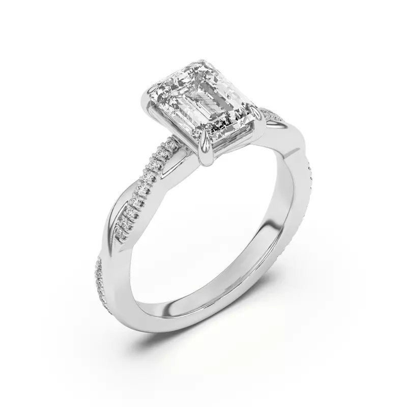 18K White Gold Debra Twisted Pavé Engagement Ring