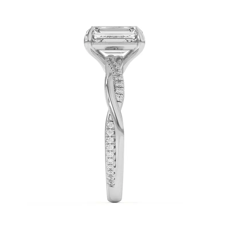 18K White Gold Debra Twisted Pavé Engagement Ring