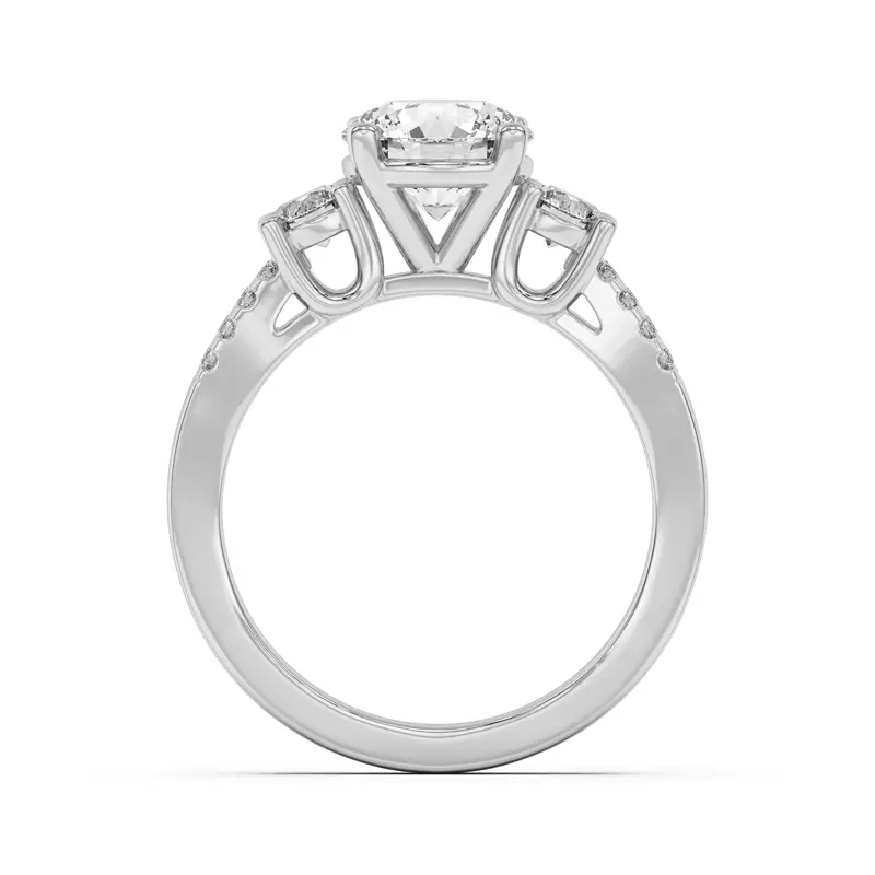 Platinum Beth Three-Stone Split Pavé Band Engagement Ring