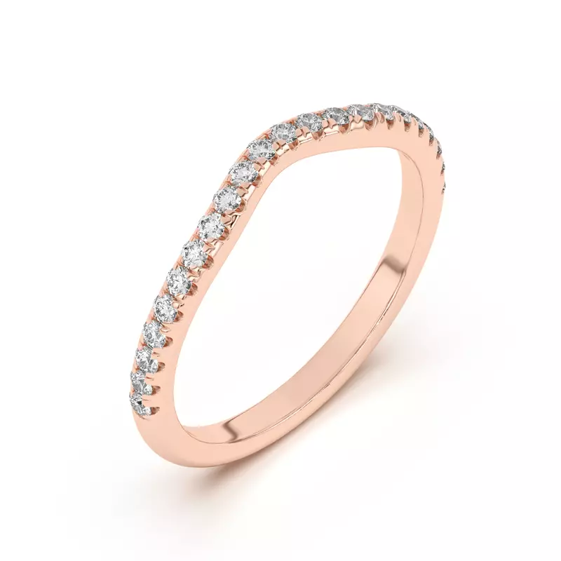 18K Rose Gold Tanya Curved Pavé Band