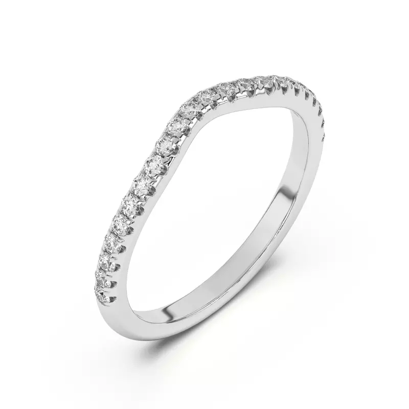 18K White Gold Tanya Curved Pavé Band