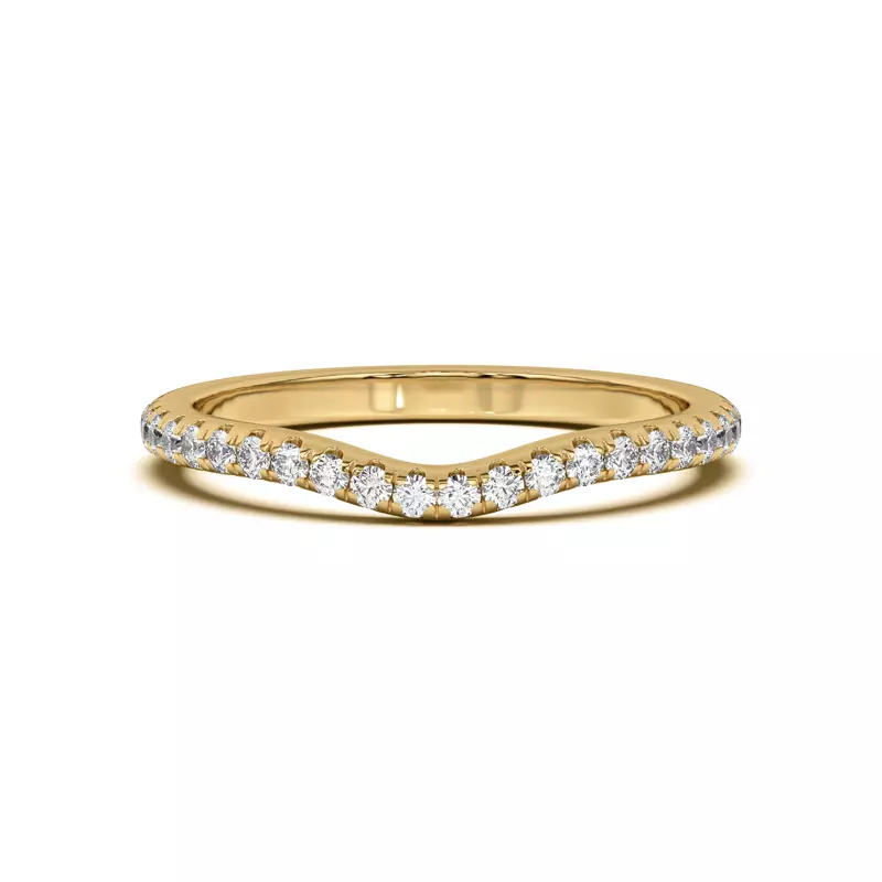18K Yellow Gold Tanya Curved Pavé Band