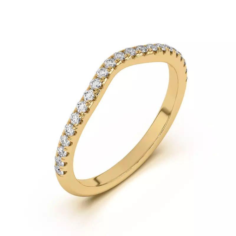 18K Yellow Gold Tanya Curved Pavé Band