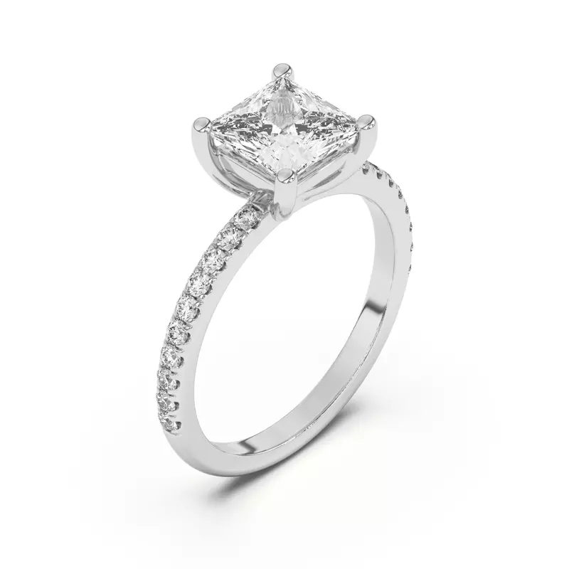 14K White Gold Betsy Petite Pavé Engagement Ring