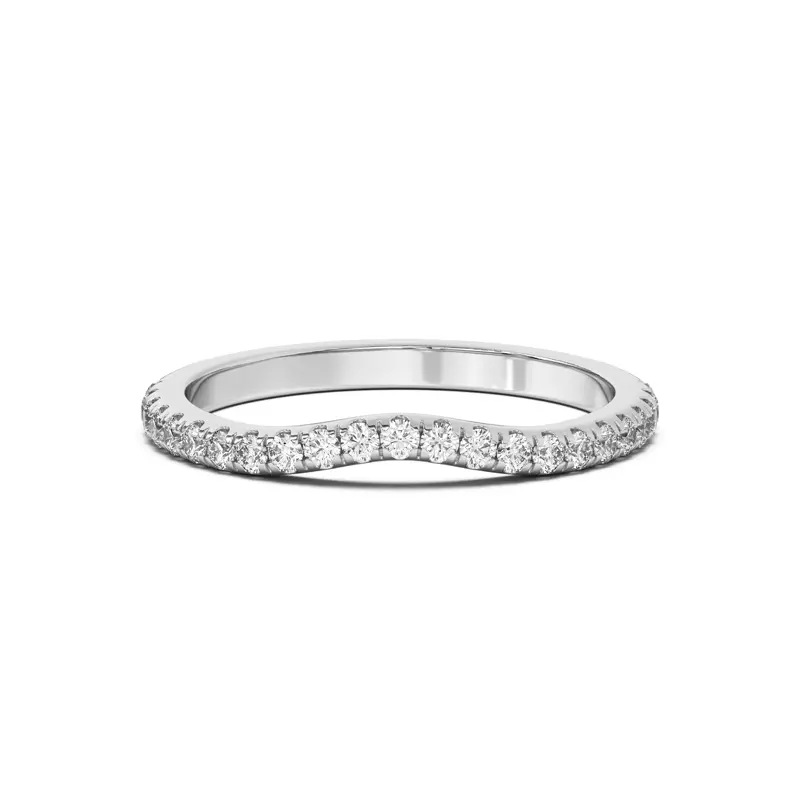 14K White Gold Betsy Petite Curved Pavé Band