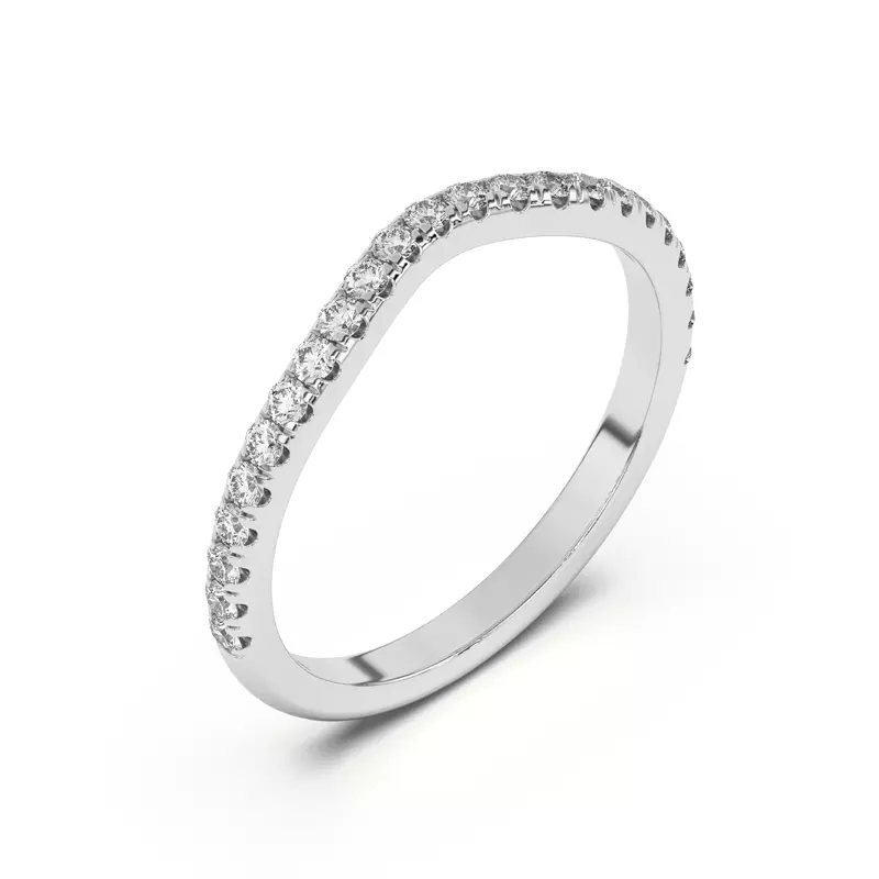 14K White Gold Betsy Petite Curved Pavé Band