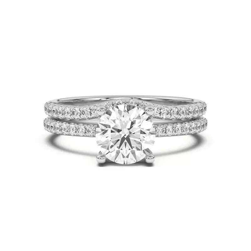 14K White Gold Betsy Petite Curved Pavé Band