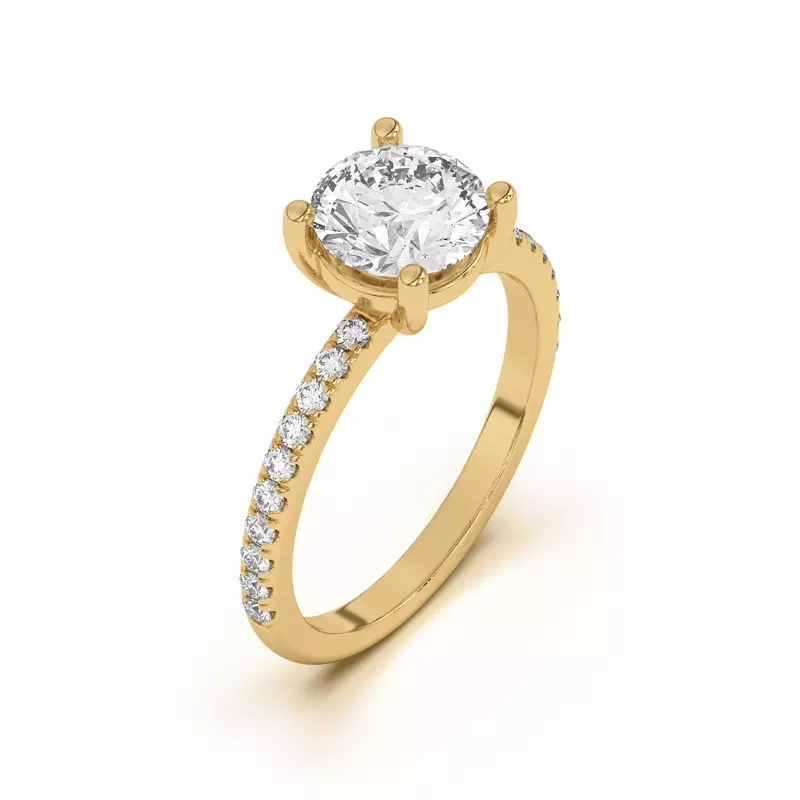 14K Yellow Gold Betsy Petite Pavé Engagement Ring