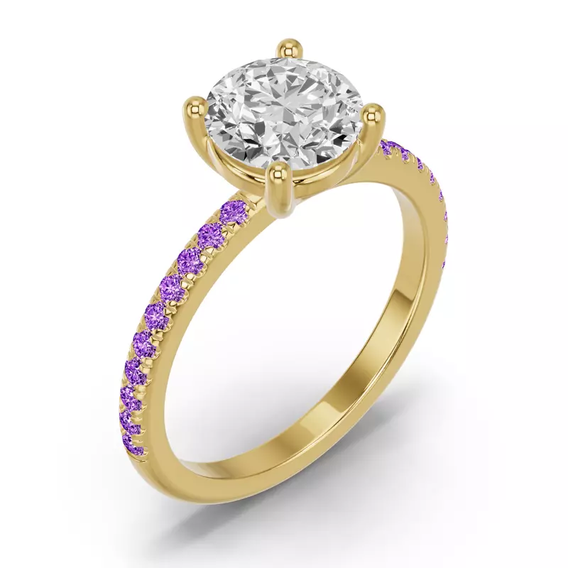 14K Yellow Gold Spectra Amethyst Engagement Ring