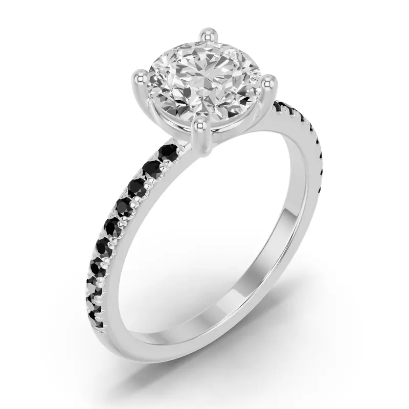 14K White Gold Spectra Black Diamond Engagement Ring