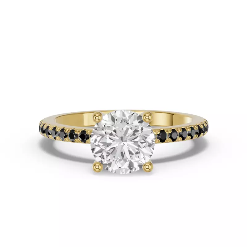 14K Yellow Gold Spectra Black Diamond Engagement Ring