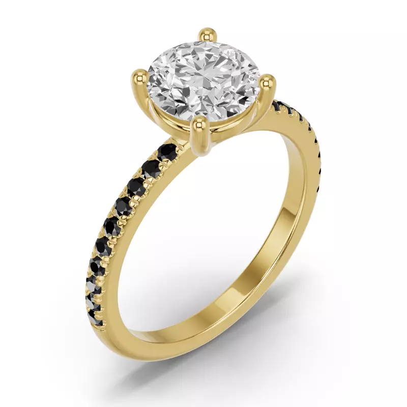 14K Yellow Gold Spectra Black Diamond Engagement Ring