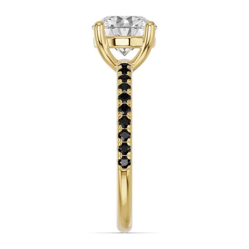 14K Yellow Gold Spectra Black Diamond Engagement Ring