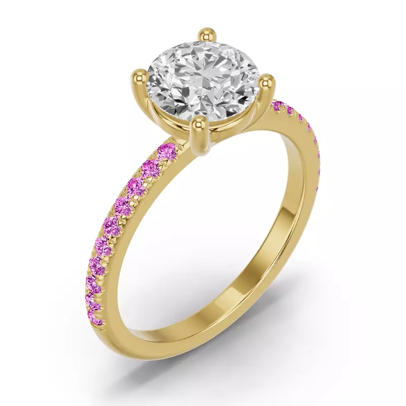 14K Yellow Gold Spectra Pink Sapphire Engagement Ring