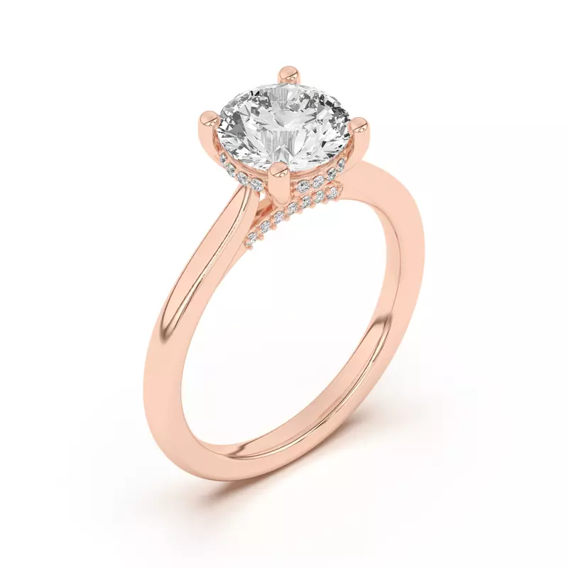 14K Rose Gold Sonja Diamond Bridge Hidden Halo Engagement Ring
