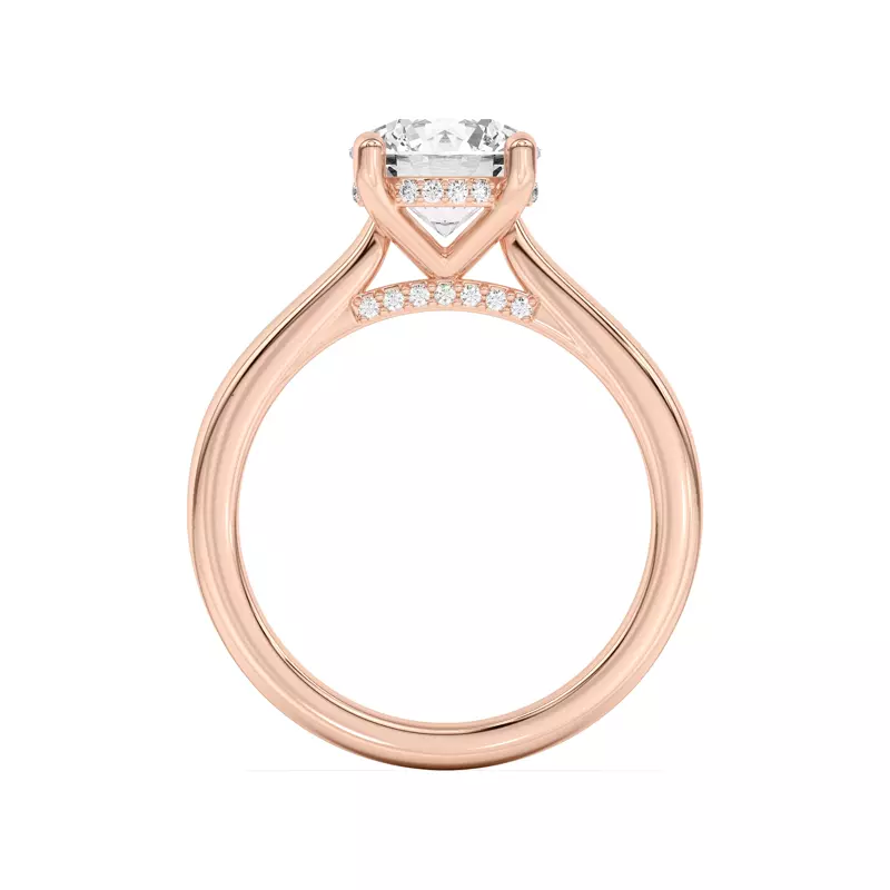 14K Rose Gold Sonja Diamond Bridge Hidden Halo Engagement Ring