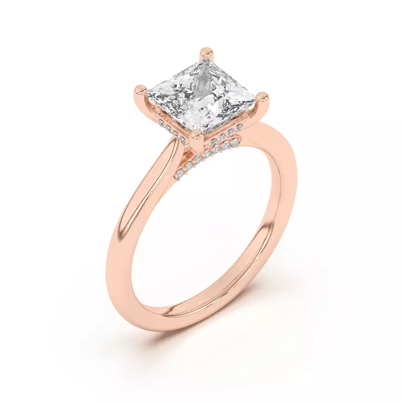 14K Rose Gold Sonja Diamond Bridge Hidden Halo Ring