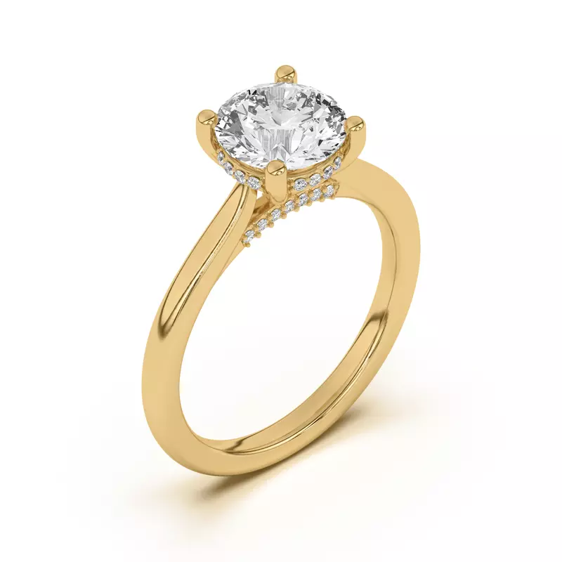 14K Yellow Gold Sonja Diamond Bridge Hidden Halo Ring