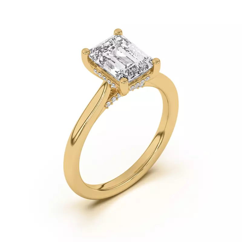 14K Yellow Gold Sonja Diamond Bridge Hidden Halo Engagement Ring