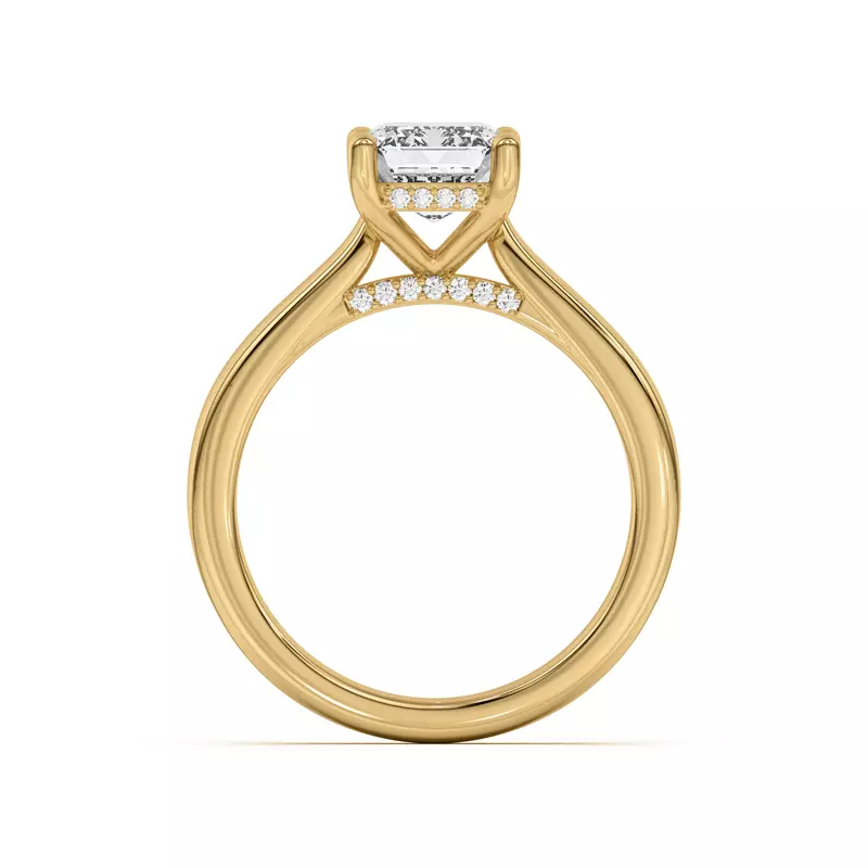 14K Yellow Gold Sonja Diamond Bridge Hidden Halo Engagement Ring