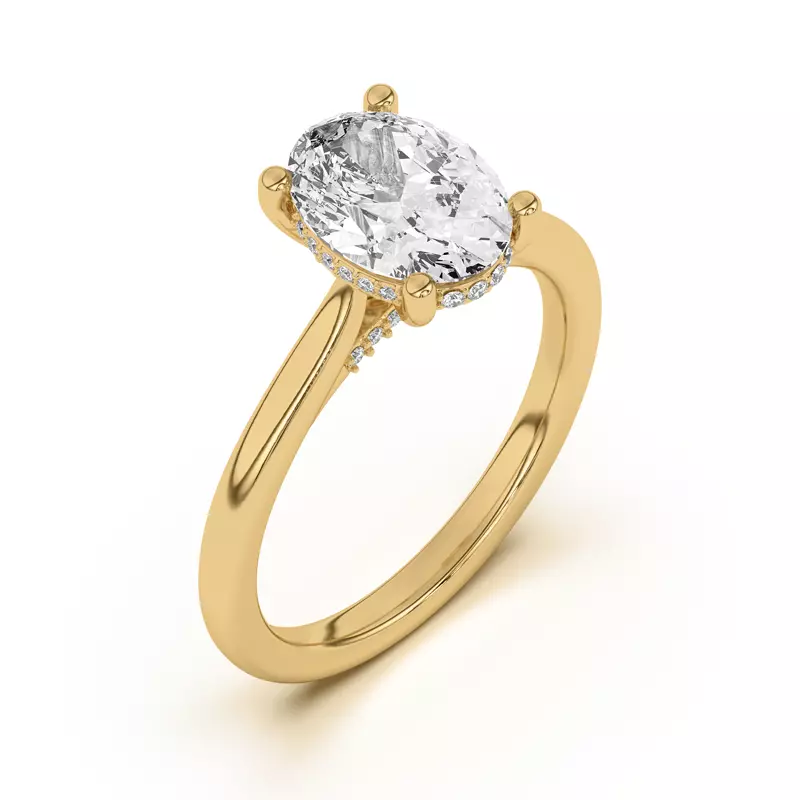 14K Yellow Gold Sonja Diamond Bridge Hidden Halo Engagement Ring