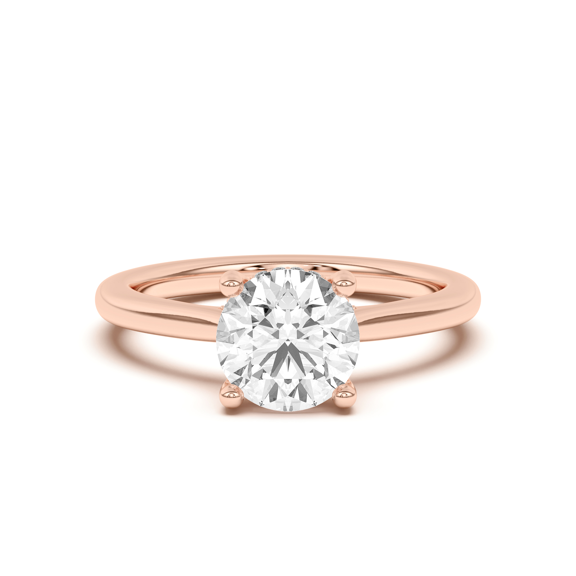 18K Rose Gold Sonja Diamond Bridge Hidden Halo Engagement Ring