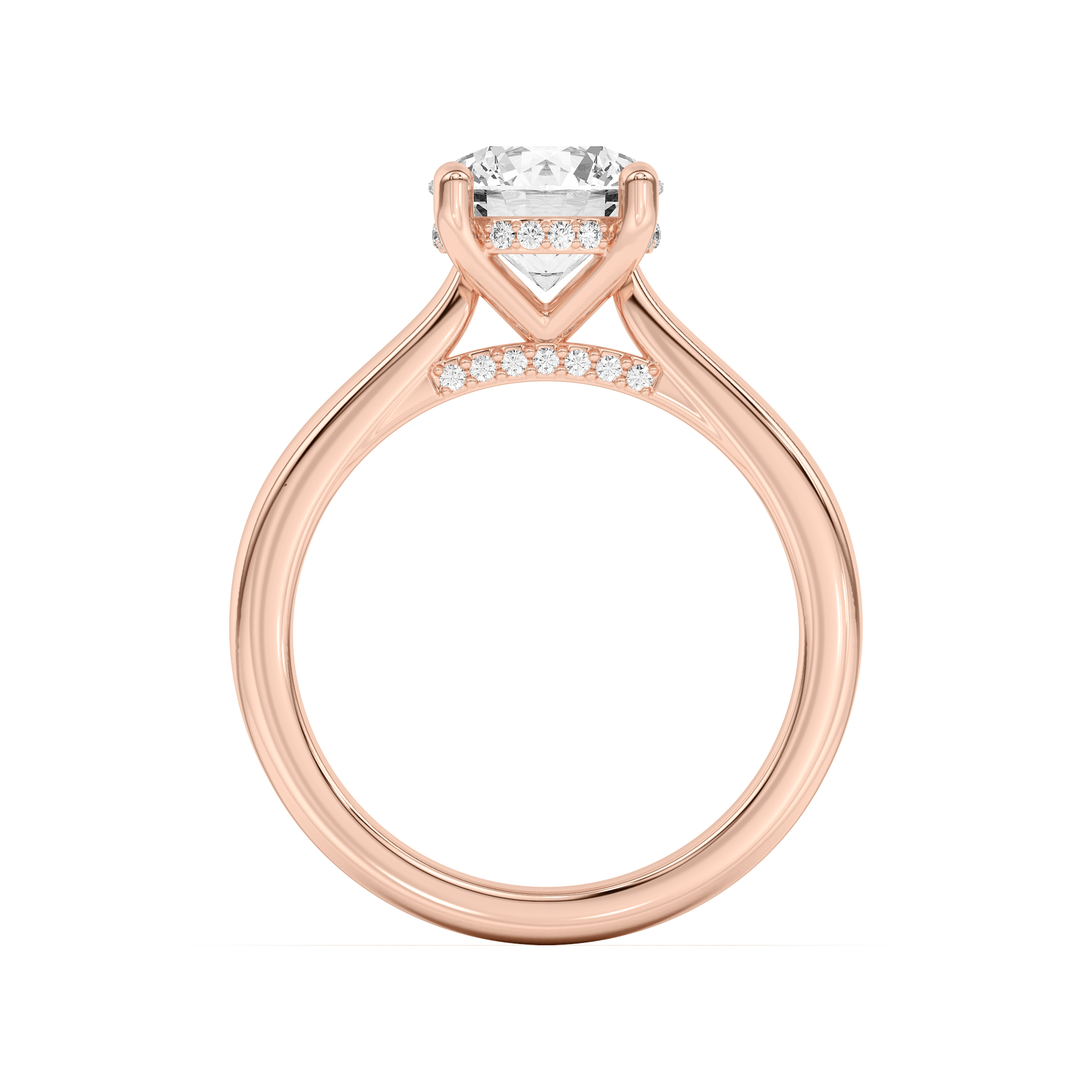 18K Rose Gold Sonja Diamond Bridge Hidden Halo Engagement Ring