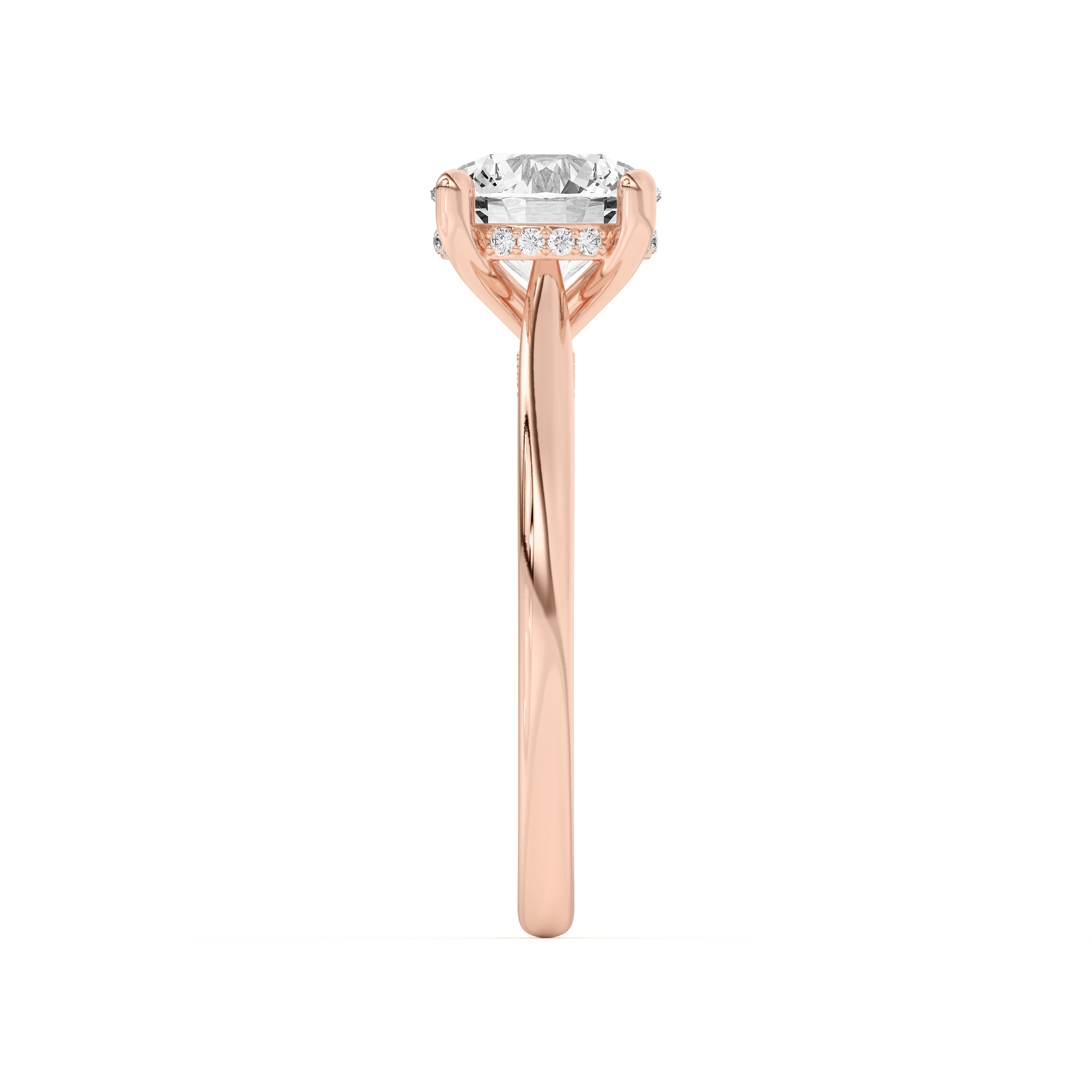 18K Rose Gold Sonja Diamond Bridge Hidden Halo Engagement Ring