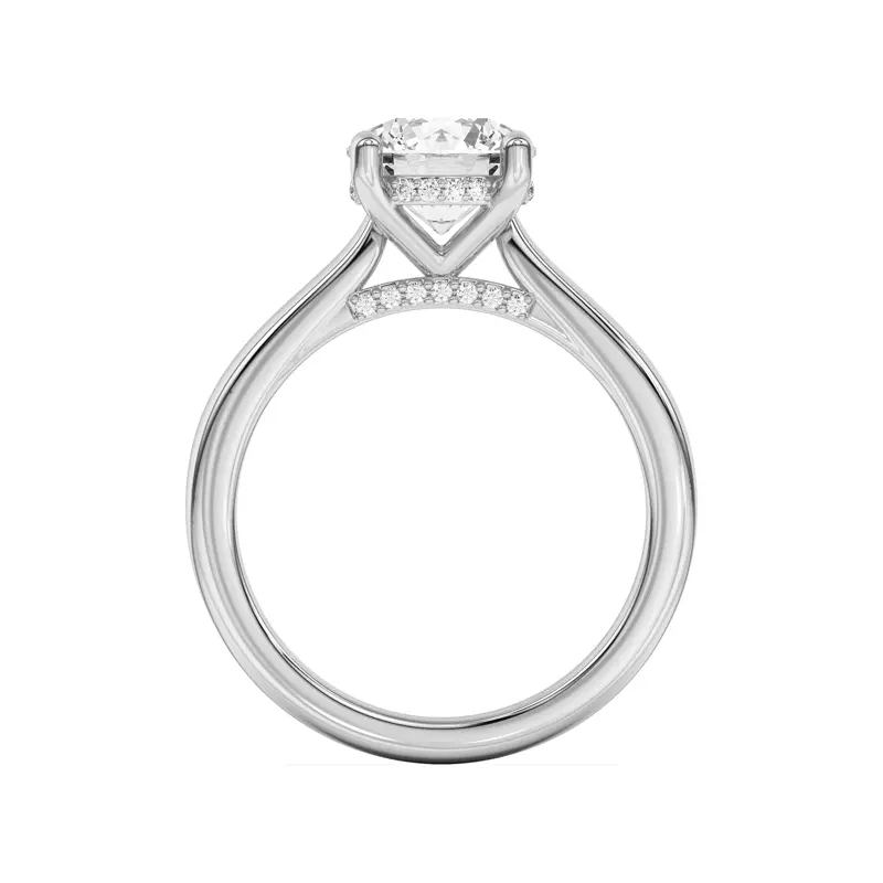 18K White Gold Sonja Diamond Bridge Hidden Halo Engagement Ring