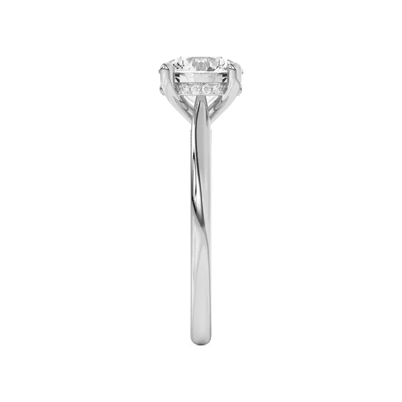 18K White Gold Sonja Diamond Bridge Hidden Halo Engagement Ring