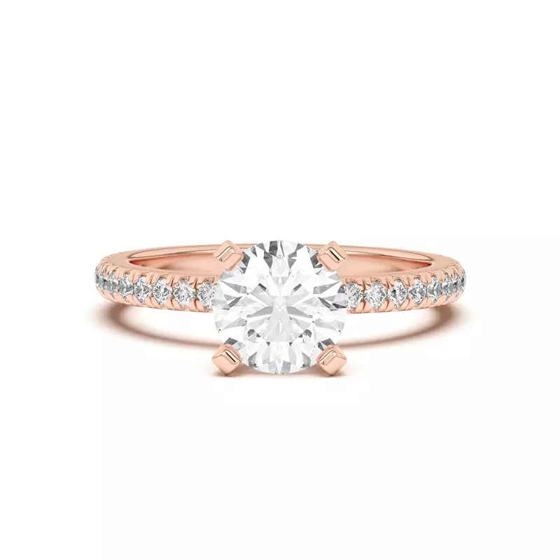 14K Rose Gold Donna Timeless Pavé Engagement Ring