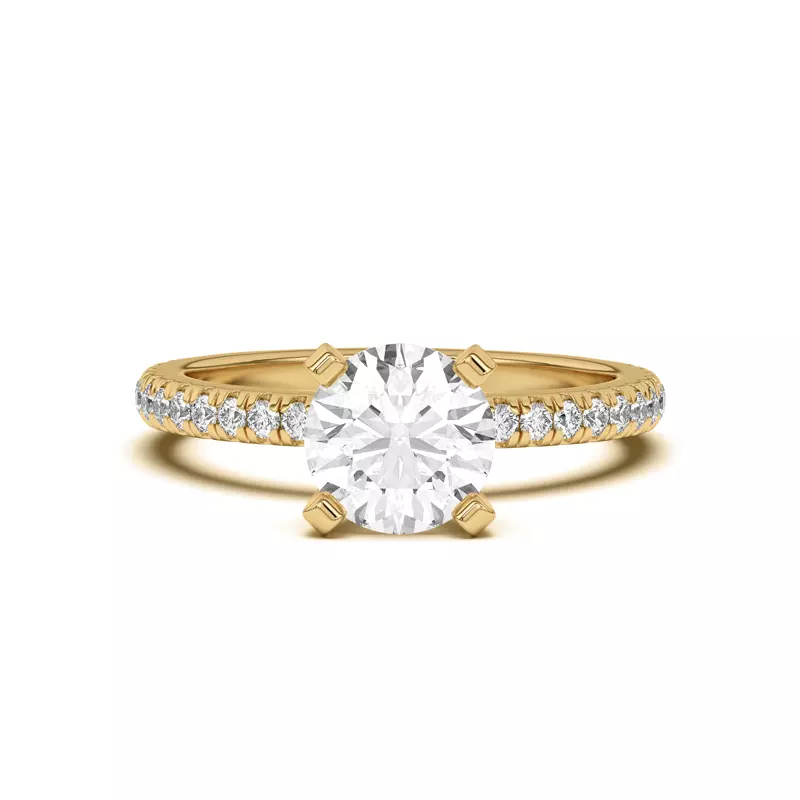 14K Yellow Gold Donna Timeless Pavé Engagement Ring