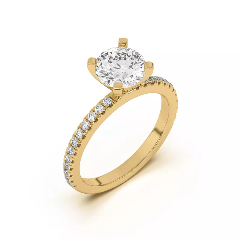 14K Yellow Gold Donna Timeless Pavé Engagement Ring