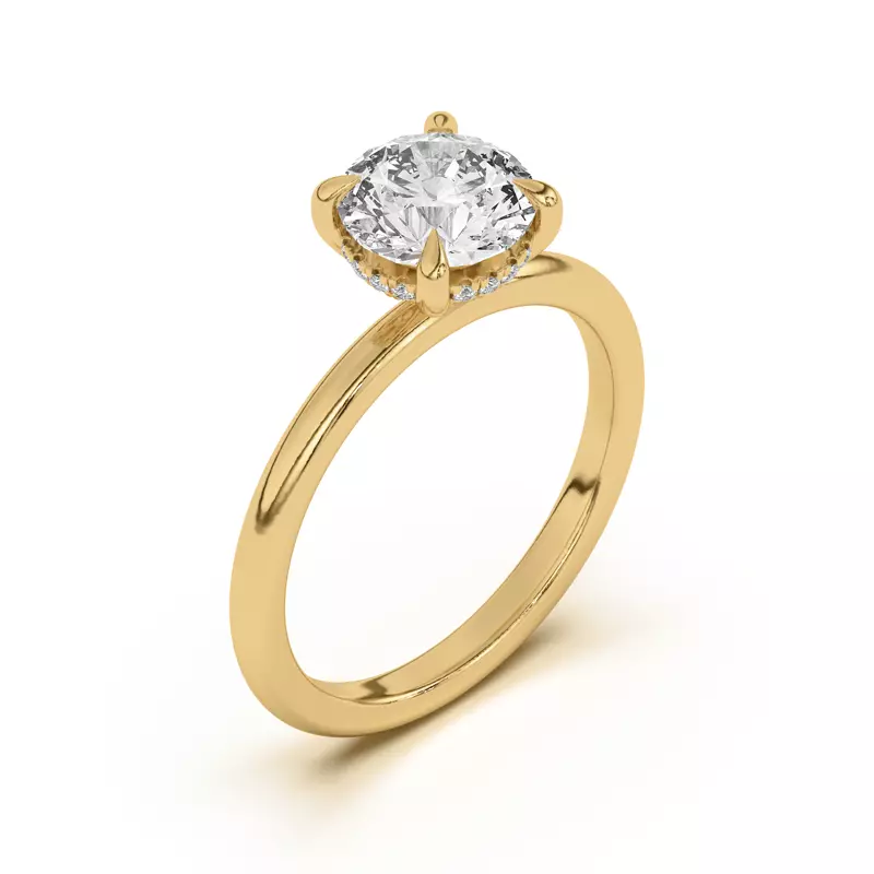 18K Yellow Gold Joelle Hidden Halo Diamond Engagement Ring