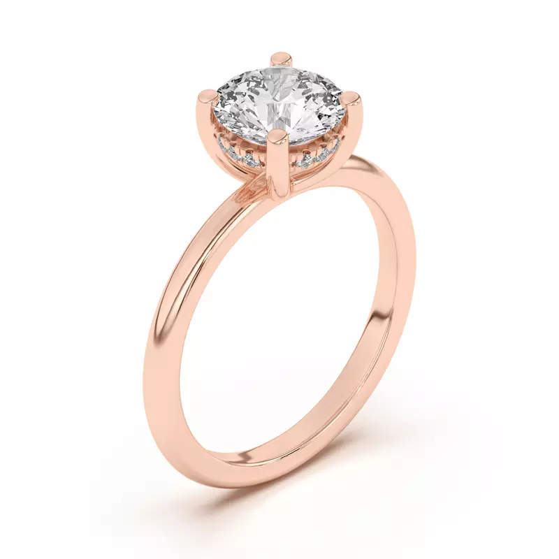 14K Rose Gold Beverly Timeless Hidden Halo Engagement Ring