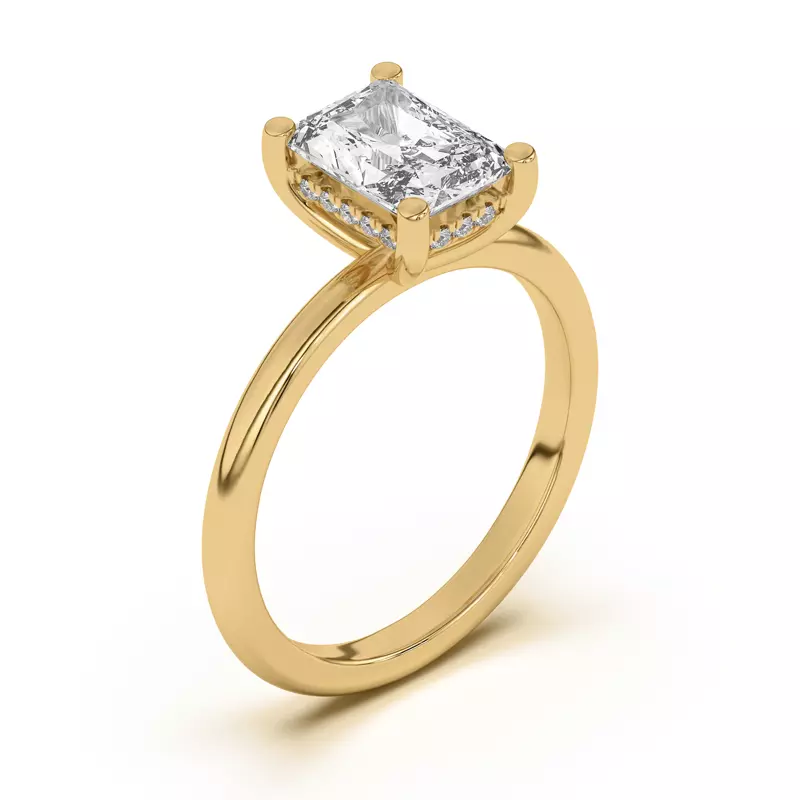 14K Yellow Gold Beverly Timeless Hidden Halo Engagement Ring