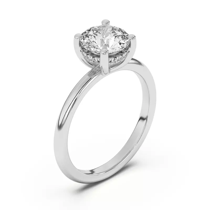 18K White Gold Beverly Timeless Hidden Halo Engagement Ring