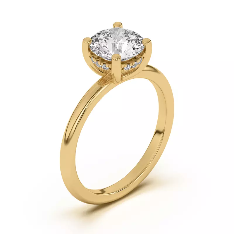 18K Yellow Gold Beverly Timeless Hidden Halo Engagement Ring