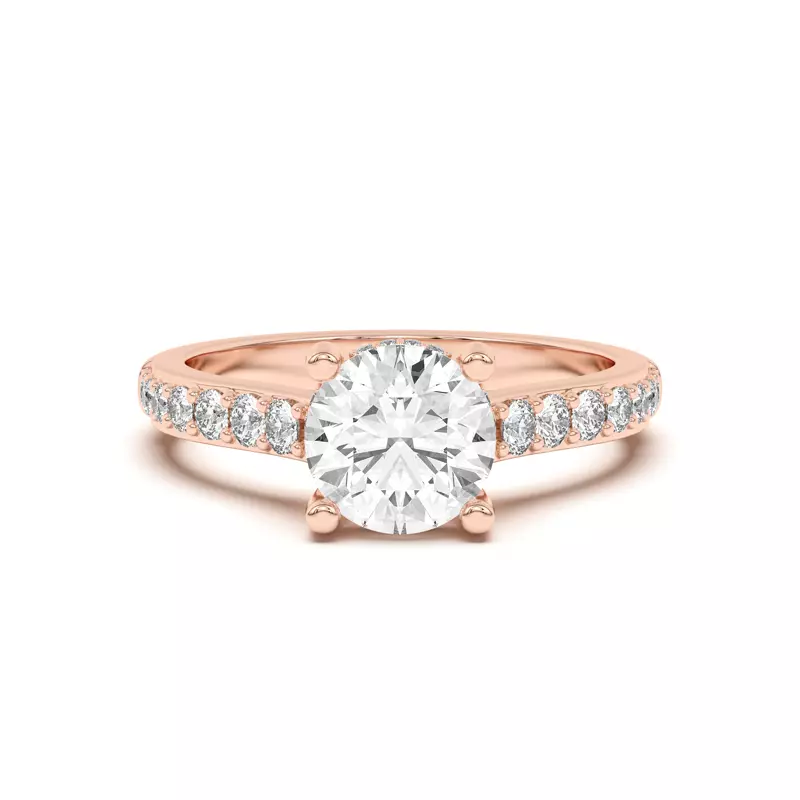 14K Rose Gold Rita Graduated Pavé Engagement Ring With Hidden Halo