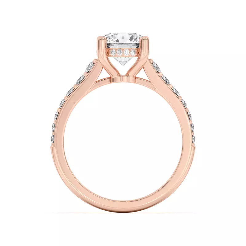 14K Rose Gold Rita Graduated Pavé Engagement Ring With Hidden Halo