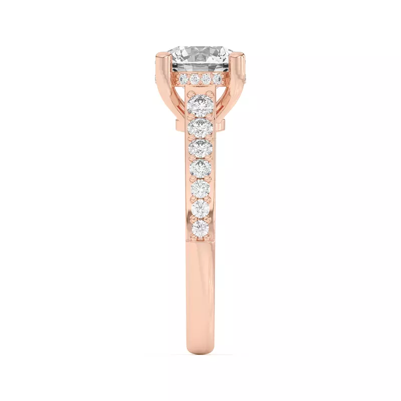 14K Rose Gold Rita Graduated Pavé Engagement Ring With Hidden Halo