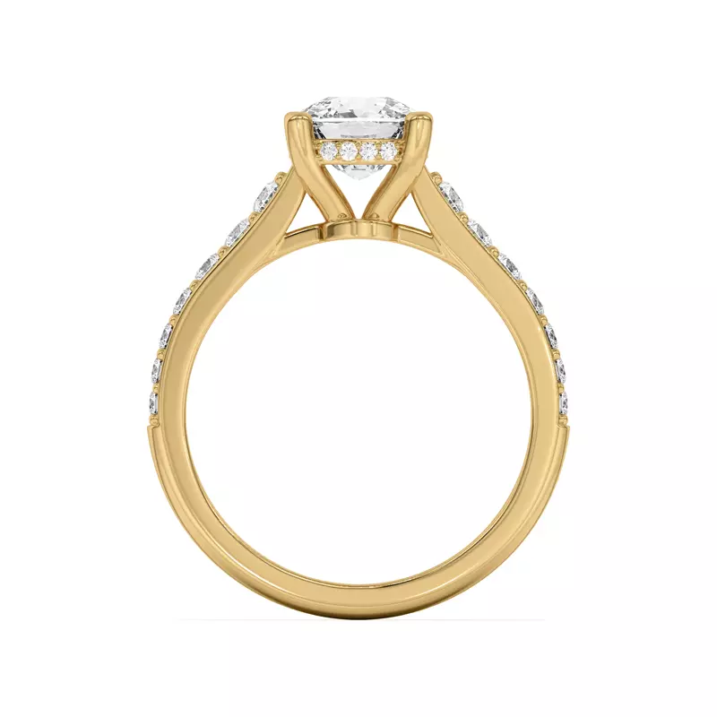 14K Yellow Gold Rita Graduated Pavé Engagement Ring With Hidden Halo