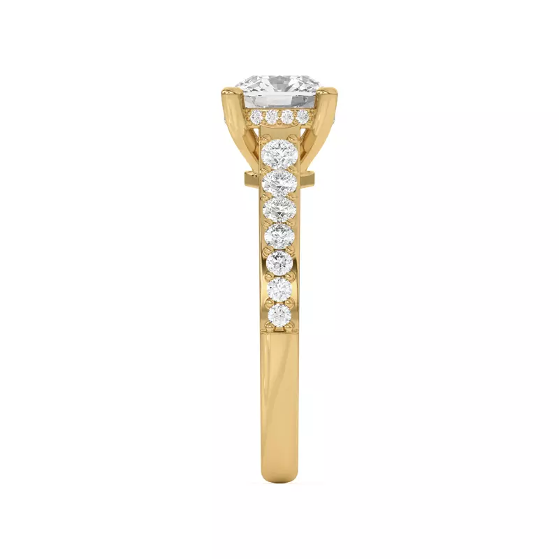 14K Yellow Gold Rita Graduated Pavé Engagement Ring With Hidden Halo