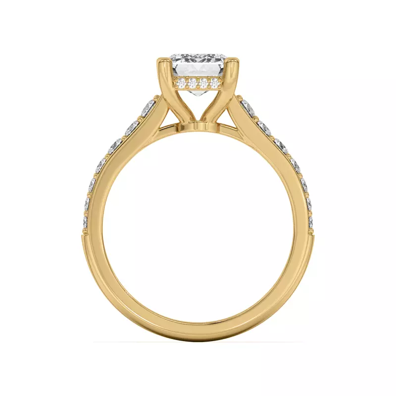 14K Yellow Gold Rita Graduated Pavé Engagement Ring With Hidden Halo