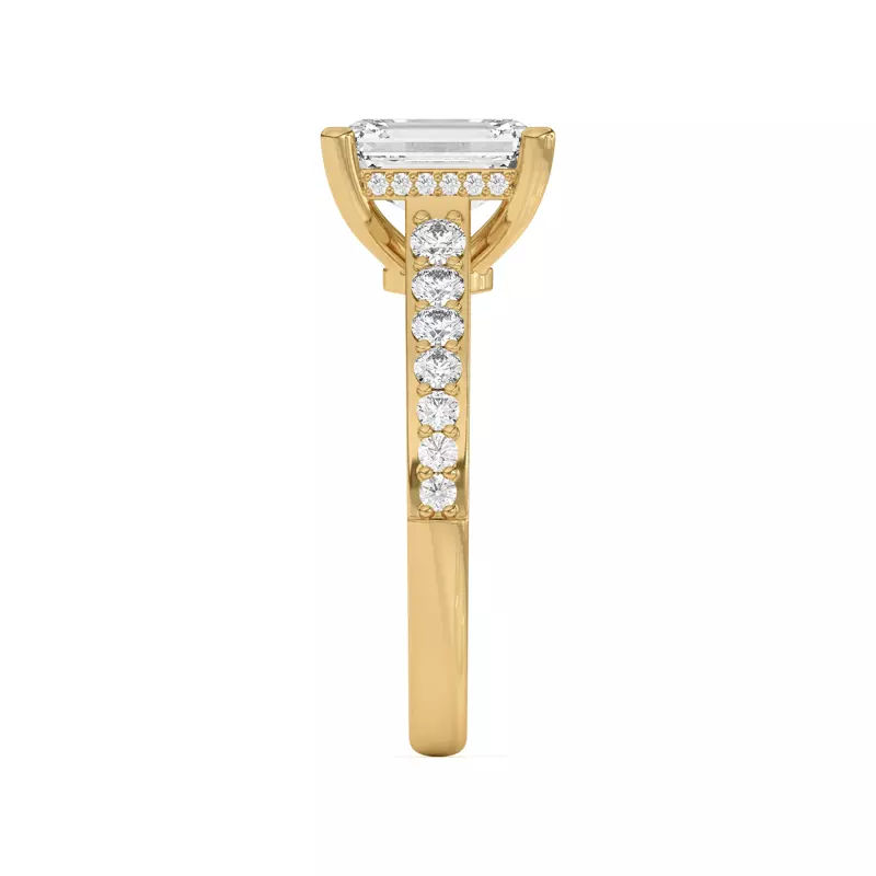 14K Yellow Gold Rita Graduated Pavé Engagement Ring With Hidden Halo