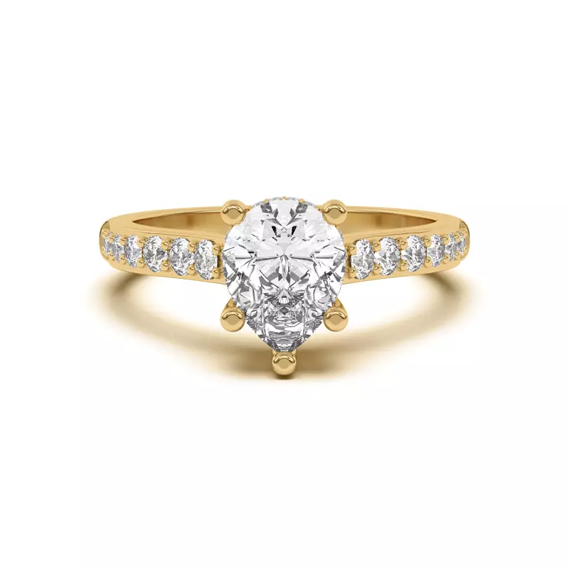 14K Yellow Gold Rita Graduated Pavé Engagement Ring With Hidden Halo
