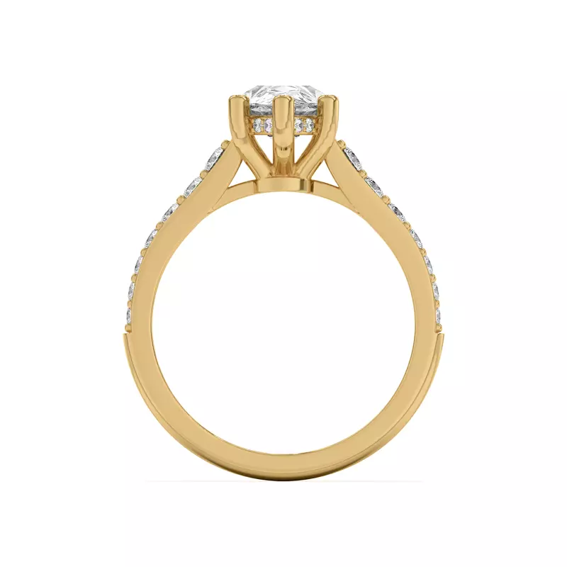 14K Yellow Gold Rita Graduated Pavé Engagement Ring With Hidden Halo