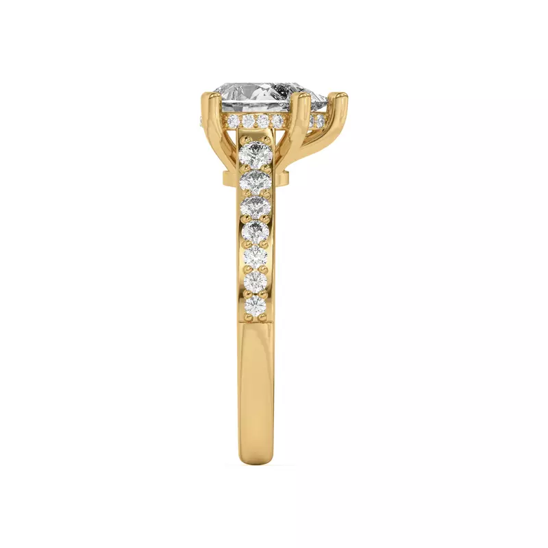 14K Yellow Gold Rita Graduated Pavé Engagement Ring With Hidden Halo